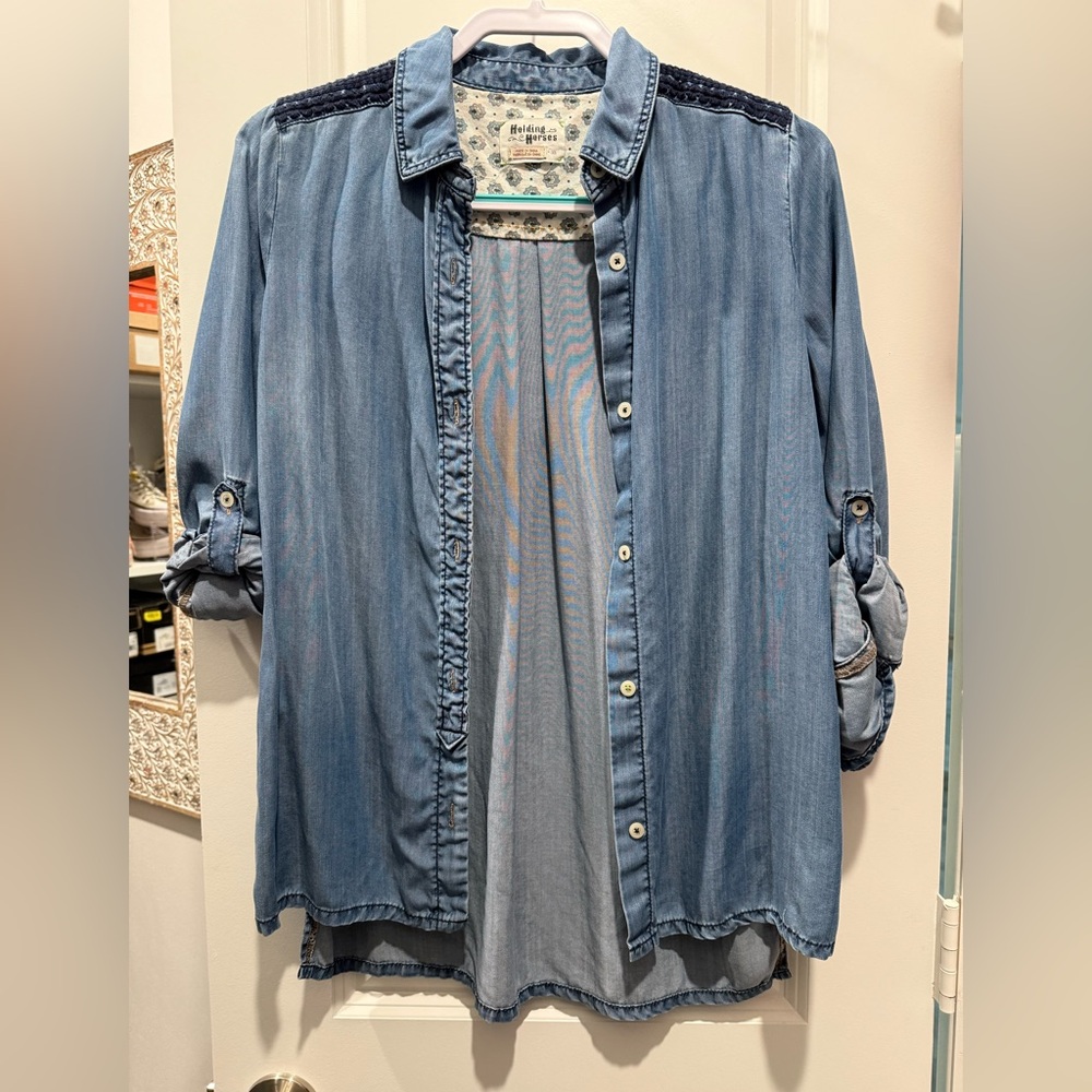 Holding Horses Floral Denim Shirt